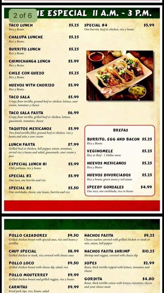 Cazadores - Shelbyville, TN menu_pic