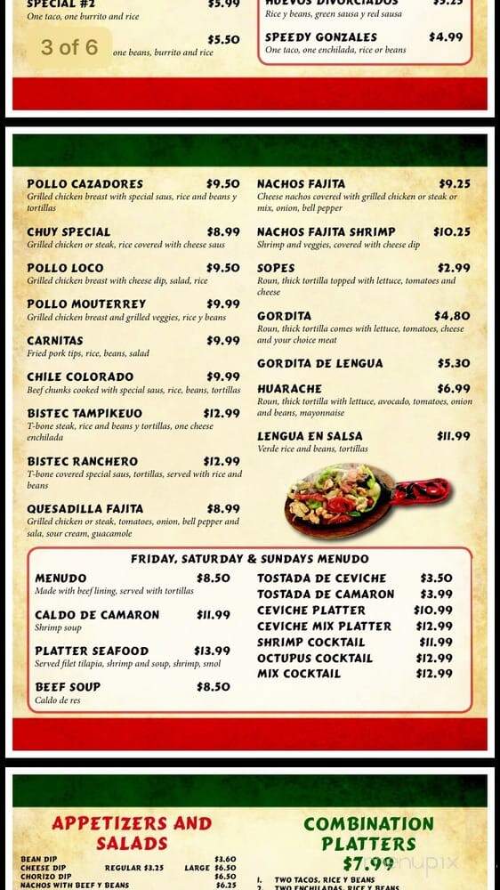 Cazadores - Shelbyville, TN menu_pic