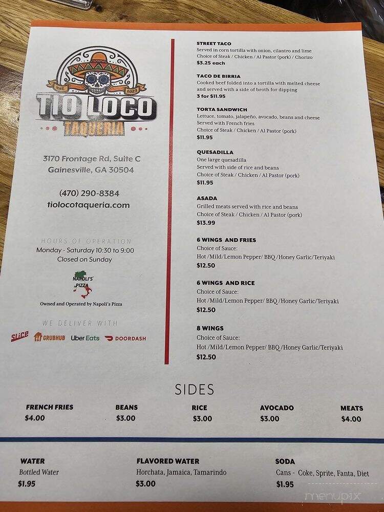Tio Loco Taqueria - Gainesville, GA menu_pic