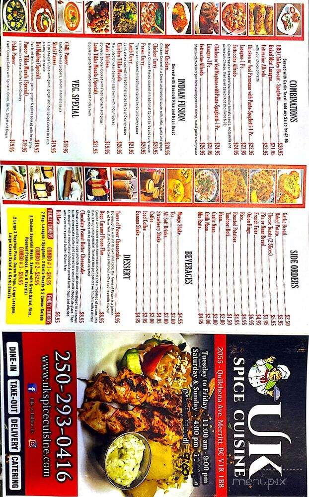 UK Spice Cuisine - Merritt, BC menu_pic