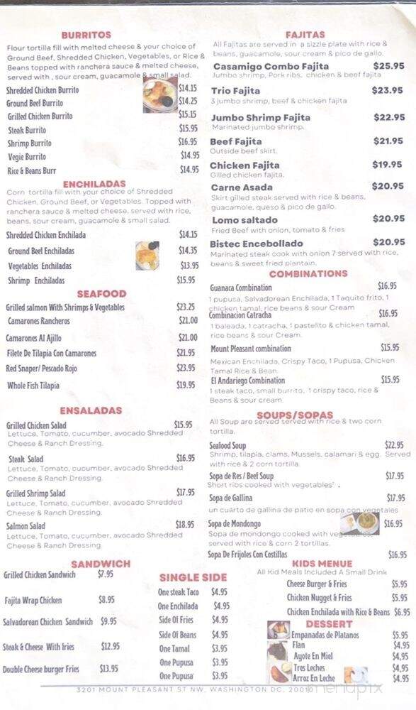 Casamigo Bar & Grill - Washington, DC menu_pic