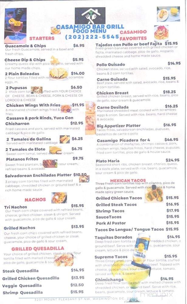 Casamigo Bar & Grill - Washington, DC menu_pic