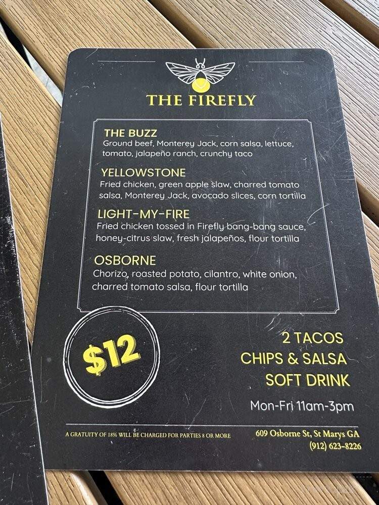 The Firefly Taco Cantina - St. Marys, GA menu_pic