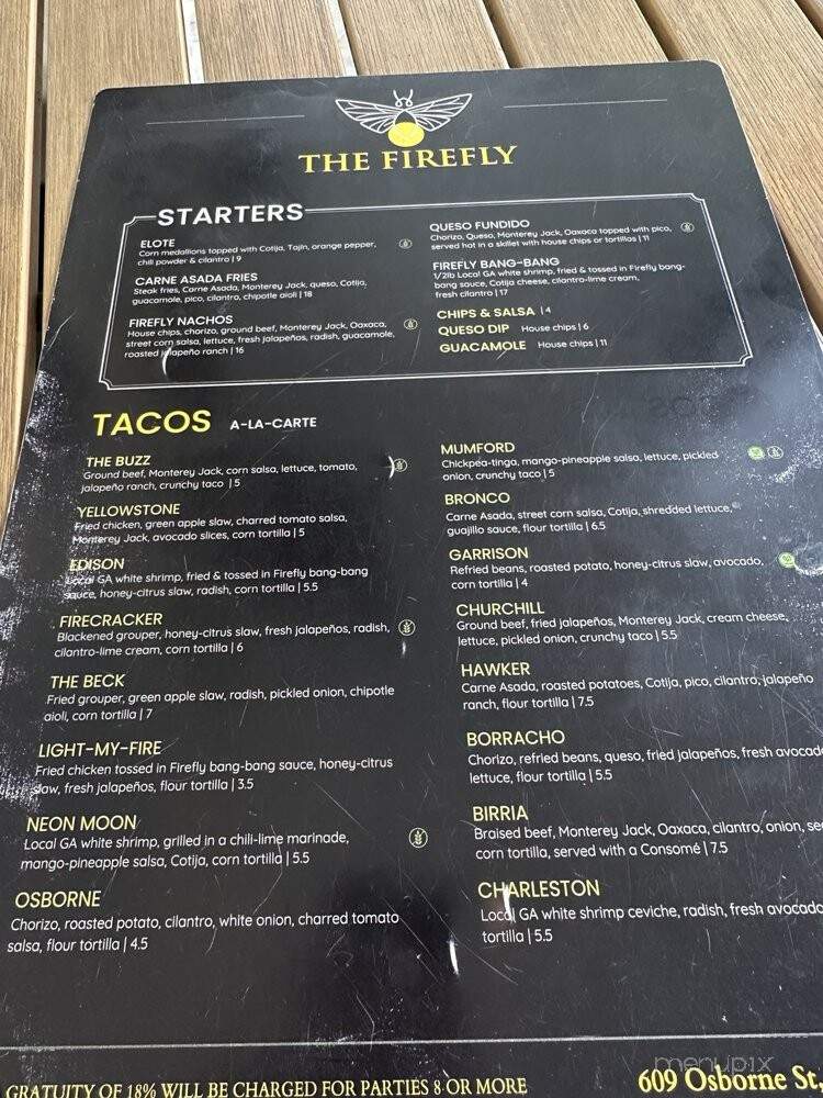 The Firefly Taco Cantina - St. Marys, GA menu_pic