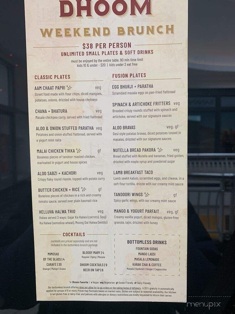 Dhoom - McLean, VA menu_pic