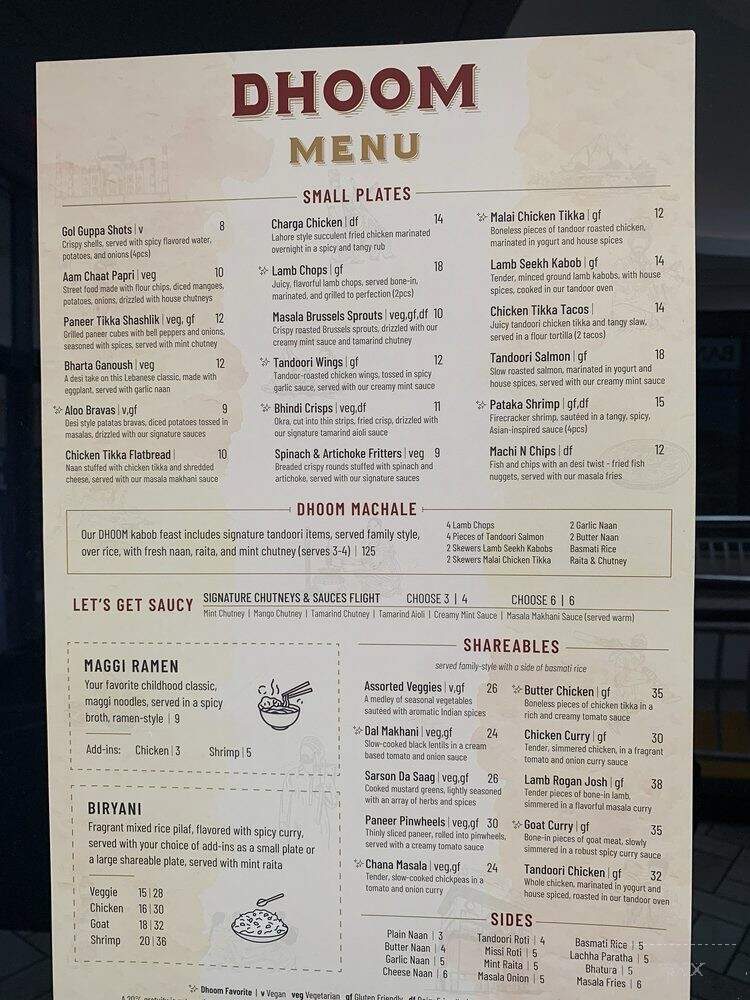 Dhoom - McLean, VA menu_pic