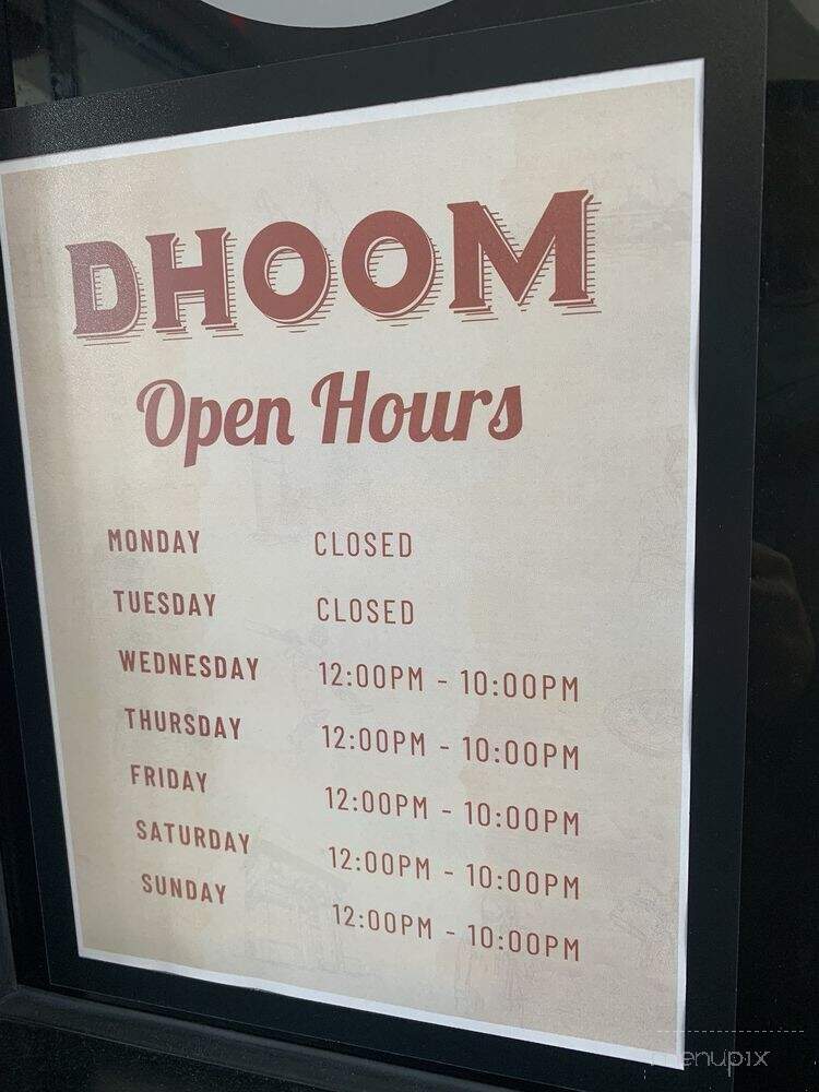 Dhoom - McLean, VA menu_pic