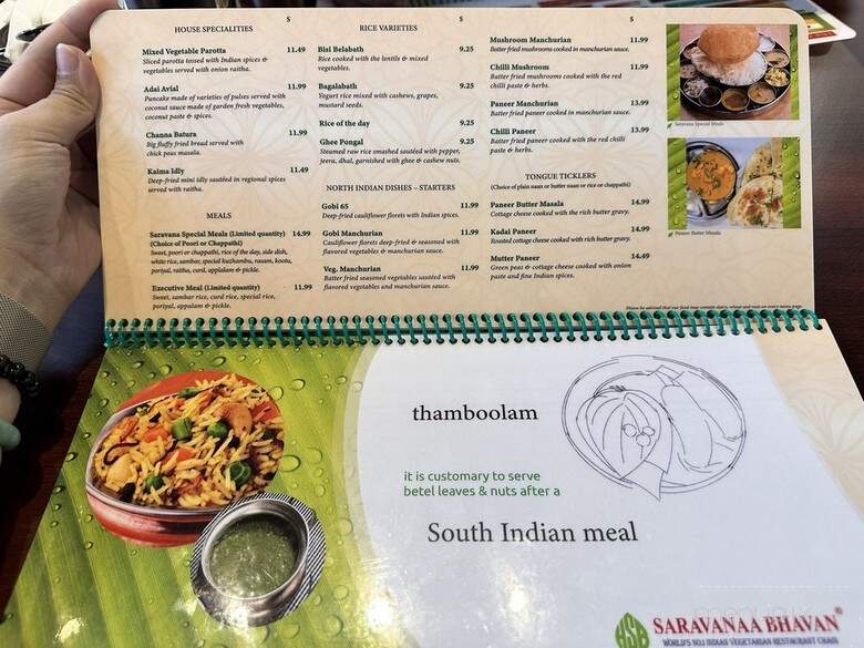 Saravanaa Bhavan - Richardson, TX menu_pic