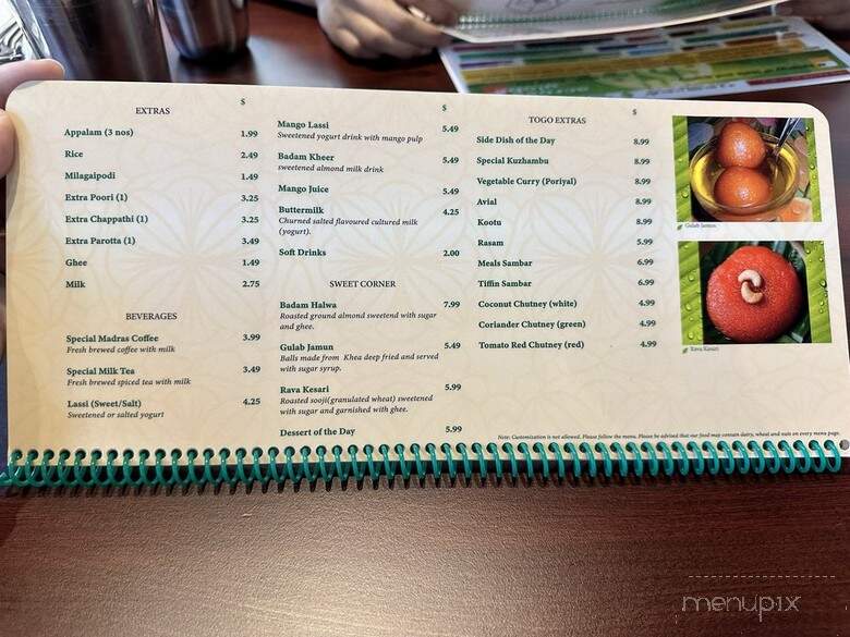 Saravanaa Bhavan - Richardson, TX menu_pic