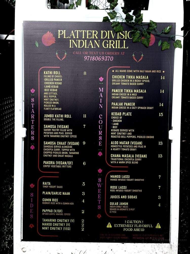 Platter Division Indian Grill - Portland, OR menu_pic