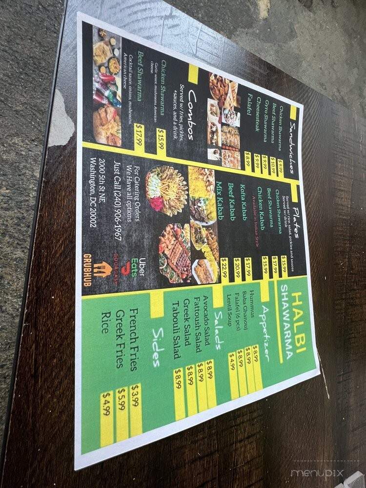 Halbi Shawarma - Washington, DC menu_pic