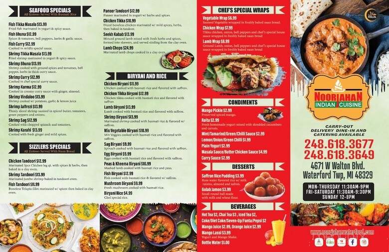 Noorjahan Indian Cuisine - Waterford Township, MI menu_pic