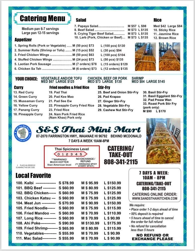 S&S Thai Mini Mart - Waianae, HI menu_pic