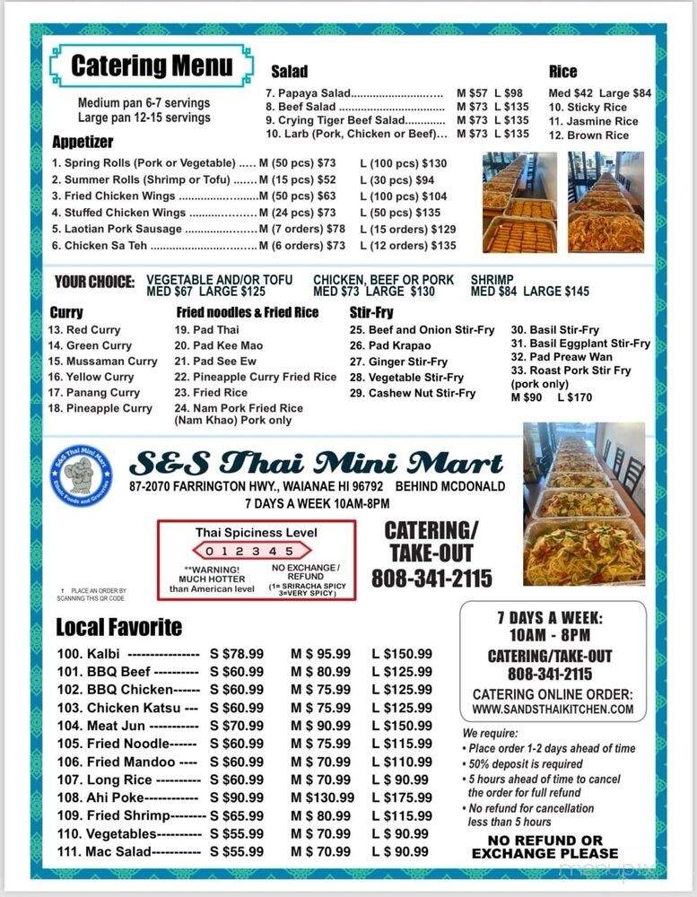 S&S Thai Mini Mart - Waianae, HI menu_pic