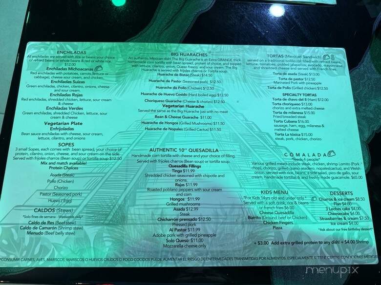Made In Mexico Tacos and Tequila - Tuscaloosa, AL menu_pic