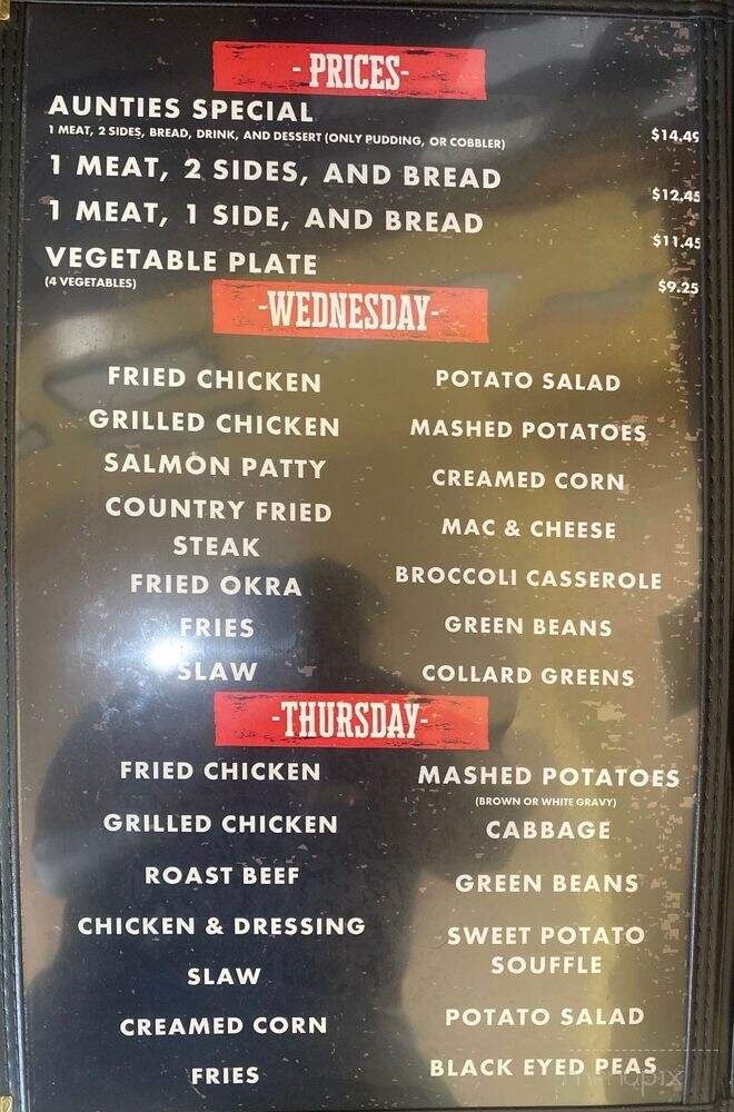 Auntie's Soul Food - Clermont, GA menu_pic