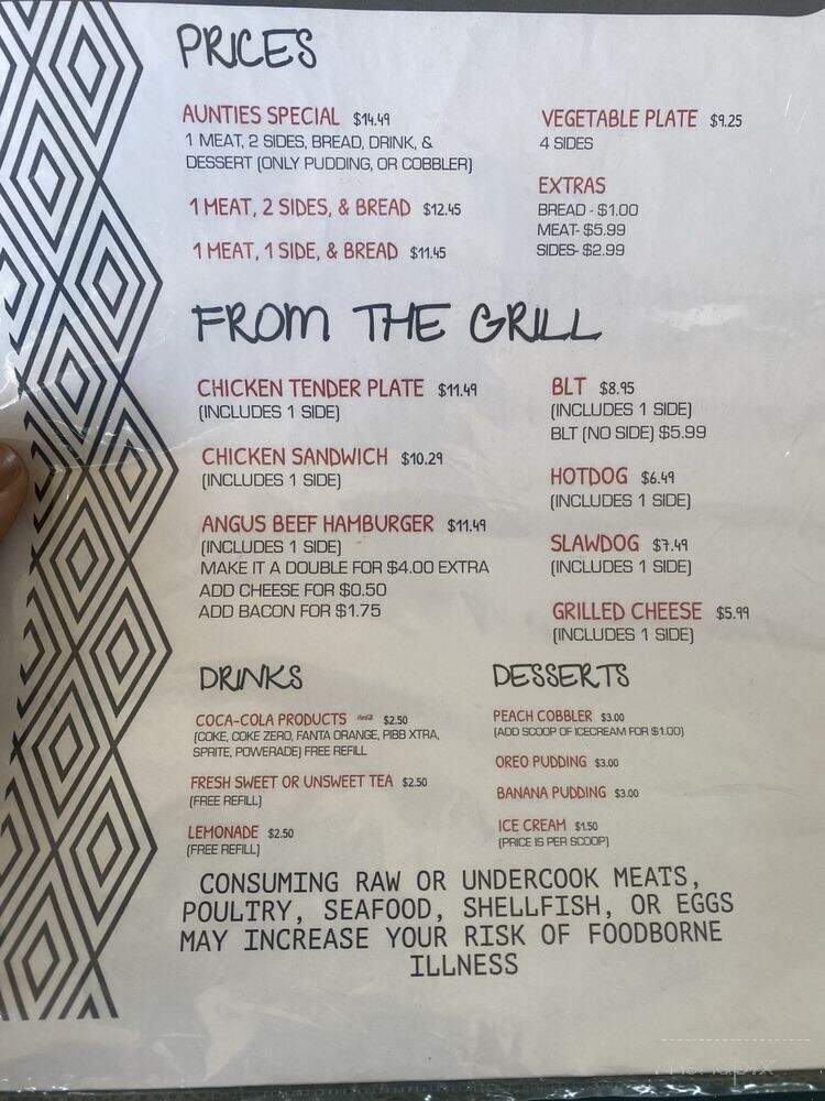 Auntie's Soul Food - Clermont, GA menu_pic