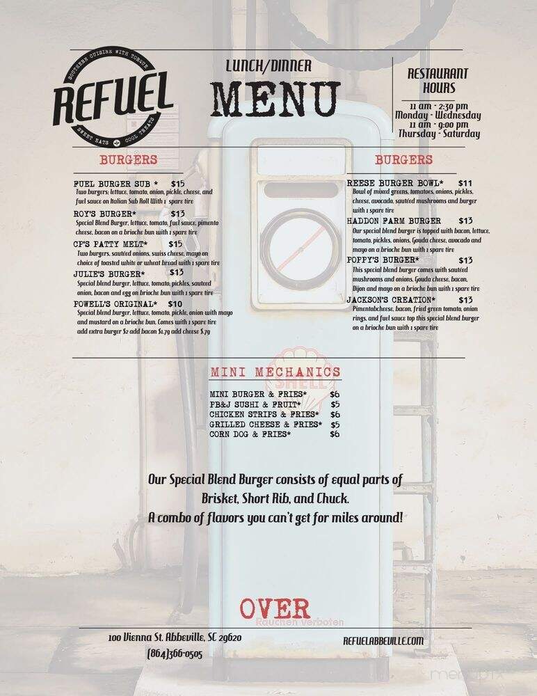 Refuel of Abbeville - Abbeville, SC menu_pic