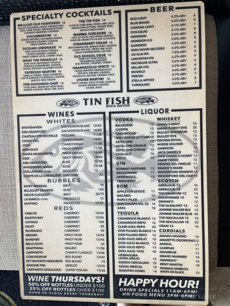 Tin Fish Boca - Boca Raton, FL menu_pic