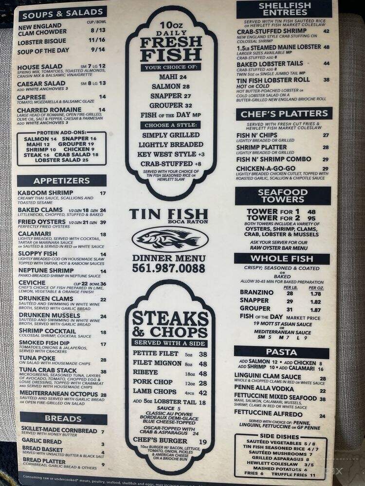 Tin Fish Boca - Boca Raton, FL menu_pic