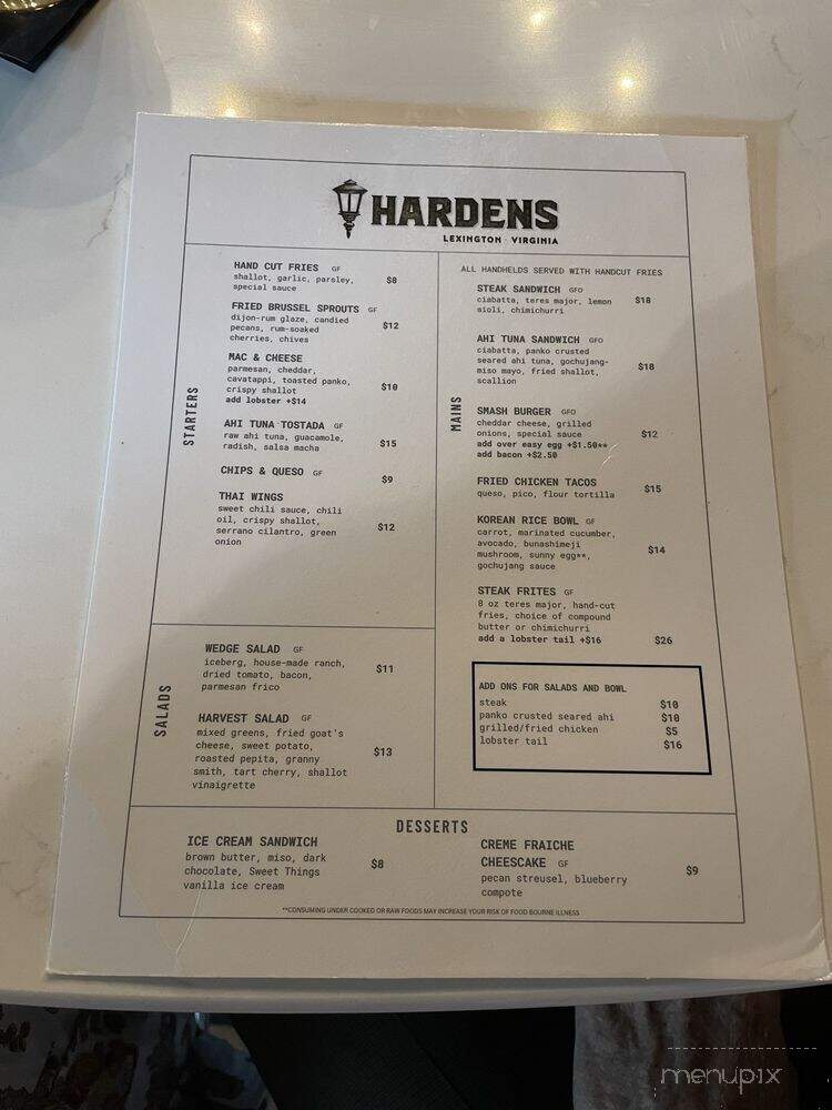 Hardens - Lexington, VA menu_pic