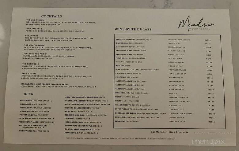 Meadow Woodfire Grill - Cumming, GA menu_pic