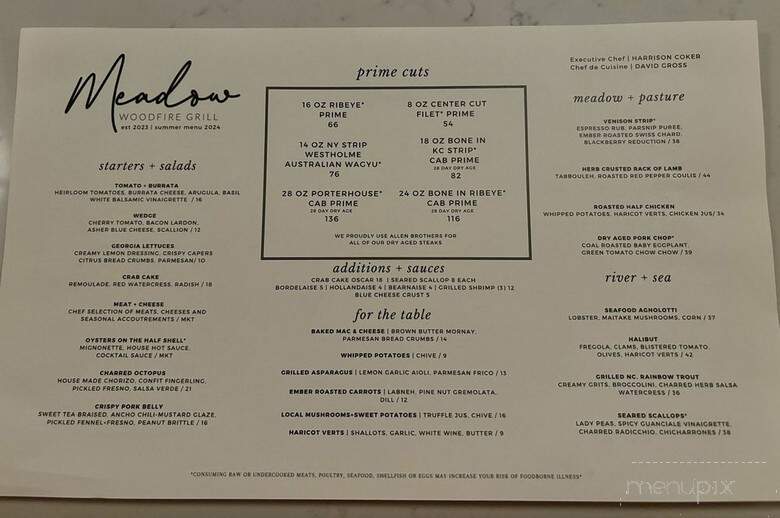 Meadow Woodfire Grill - Cumming, GA menu_pic