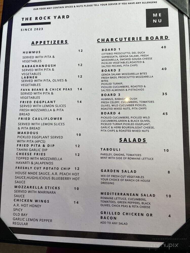The Rock Yard - Petersburg, VA menu_pic