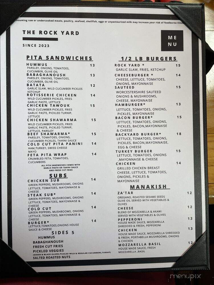 The Rock Yard - Petersburg, VA menu_pic