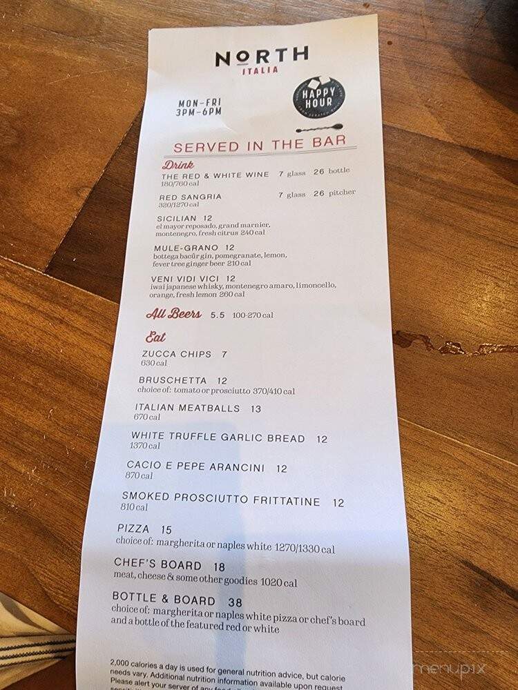 North Italia Dallas Galleria - Dallas, TX menu_pic