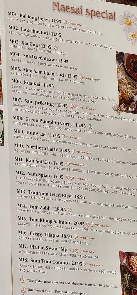 Mae Sai Thai Food - Temecula, CA menu_pic