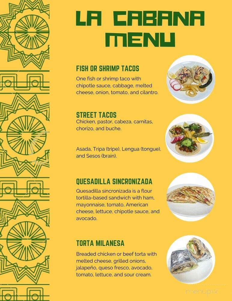 La Cabana - Salinas, CA menu_pic
