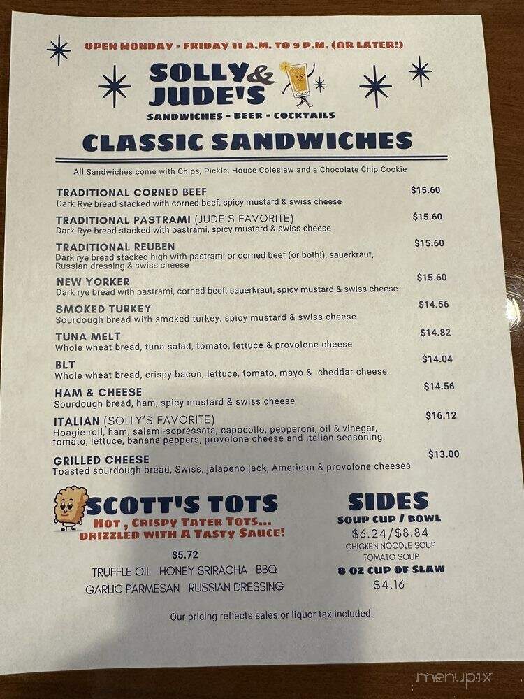 Solly & Jude's - Wichita, KS menu_pic