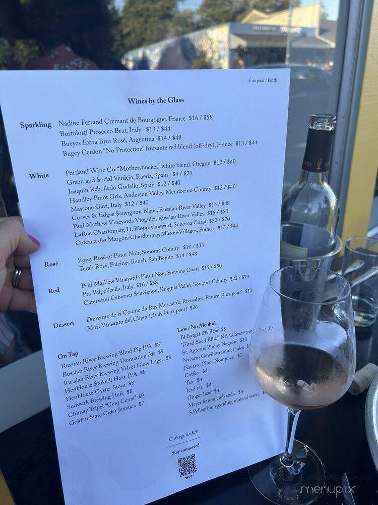 Trillium Winebar & Taproom - Guerneville, CA menu_pic
