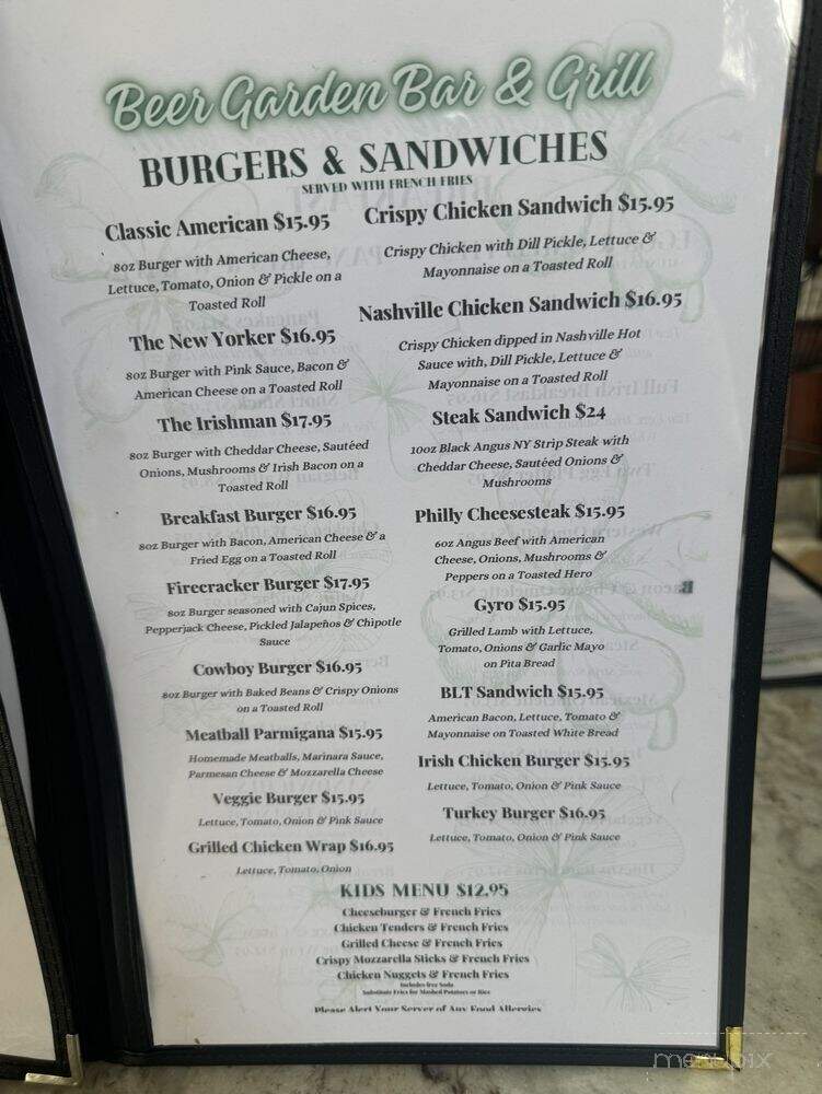 Beer Garden Bar and Grill - Yonkers, NY menu_pic