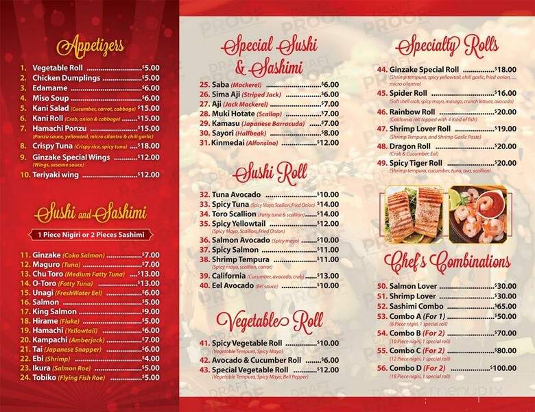 Ginzake Sushi - Havertown, PA menu_pic
