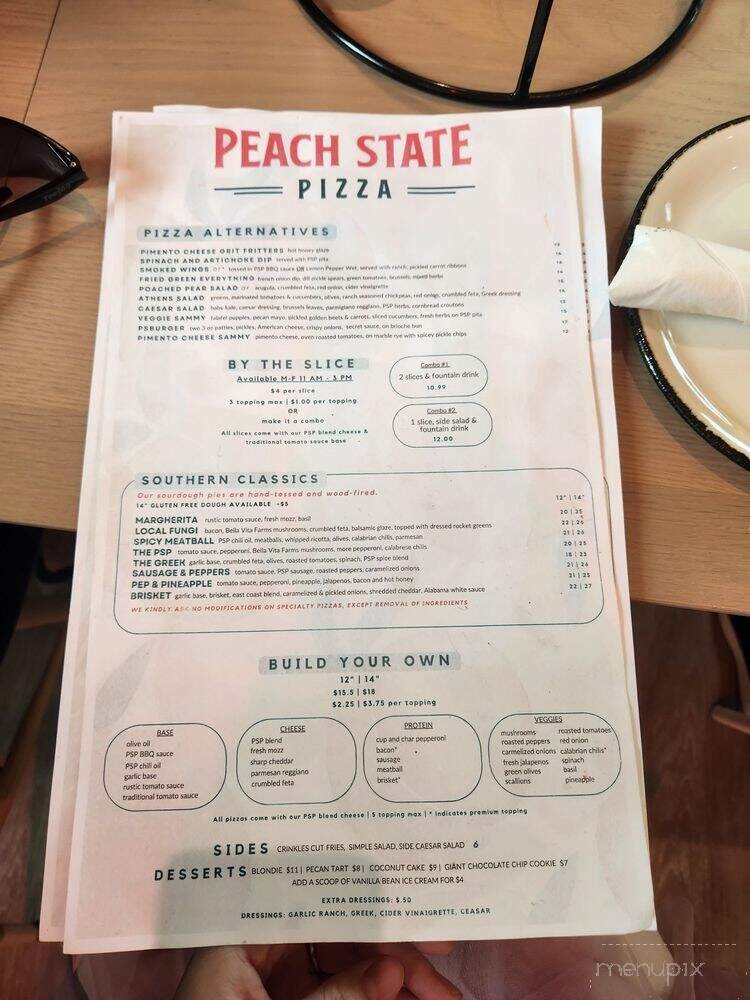 Peach State Pizza - Marietta, GA menu_pic