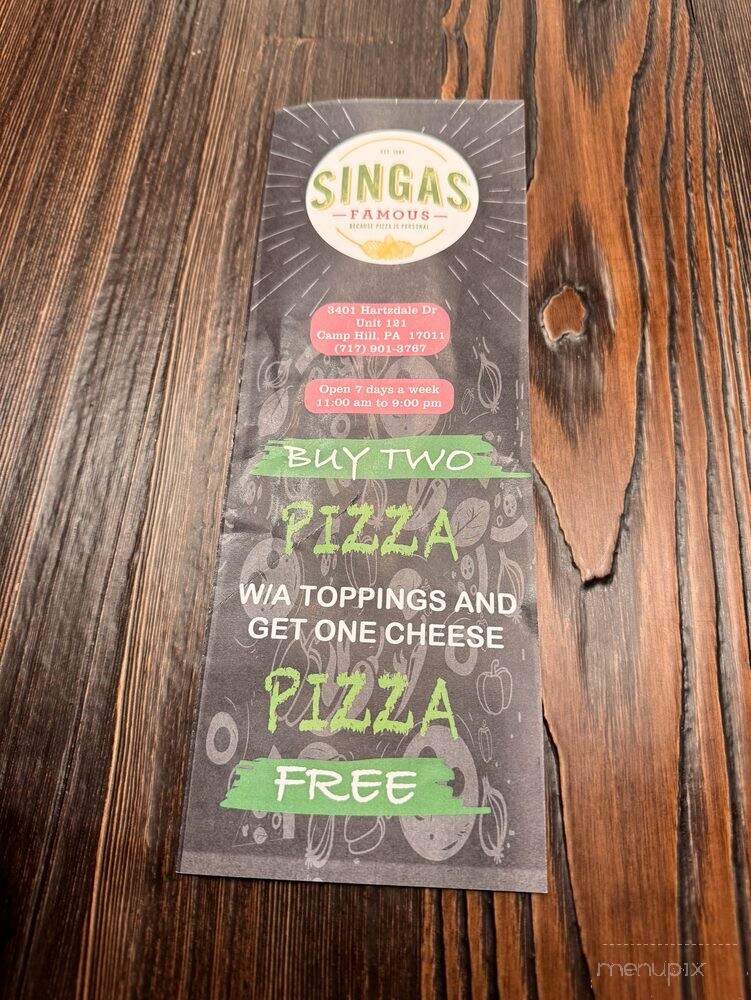 Singas Famous Pizza - Camp Hill, PA menu_pic