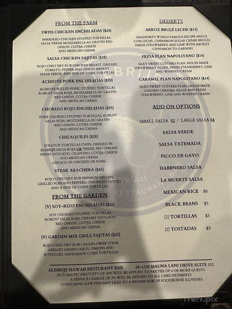 Alebrije Hawaii - Kamuela, HI menu_pic