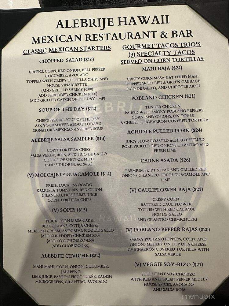 Alebrije Hawaii - Kamuela, HI menu_pic