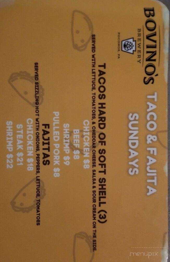 Bovino's Brewery - Stroudsburg, PA menu_pic