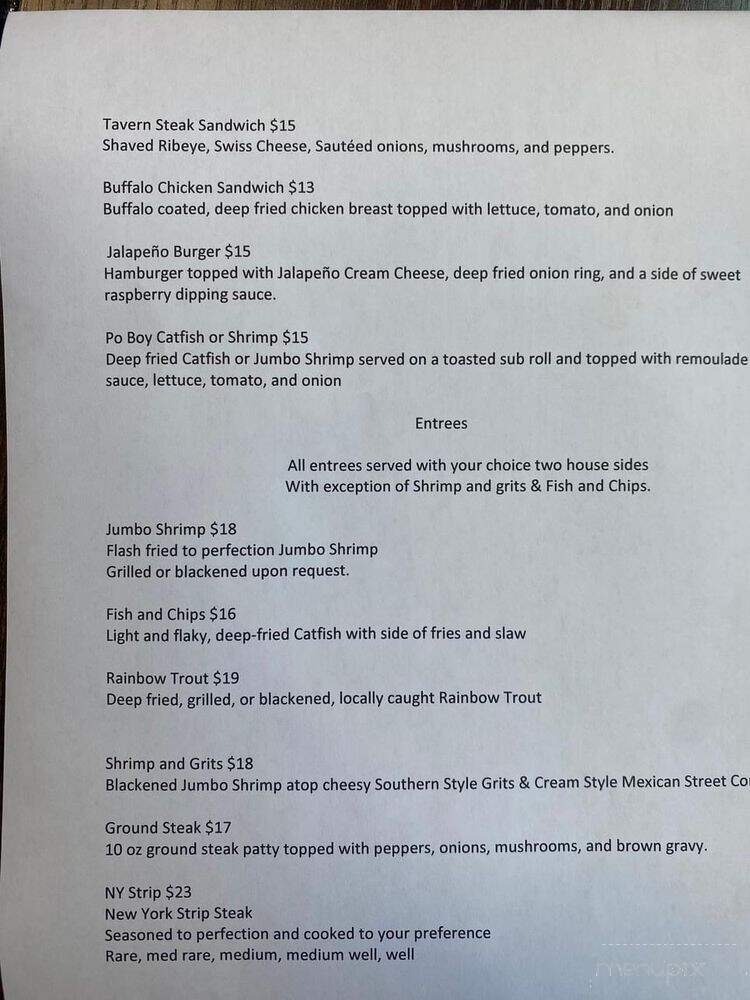 Lakeview Tavern - Hiawassee, GA menu_pic