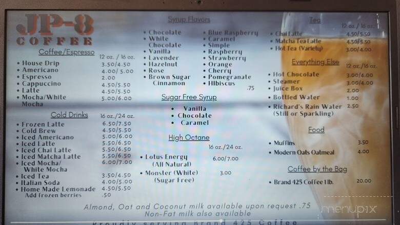 JP-8 Coffee - Dripping Springs, TX menu_pic