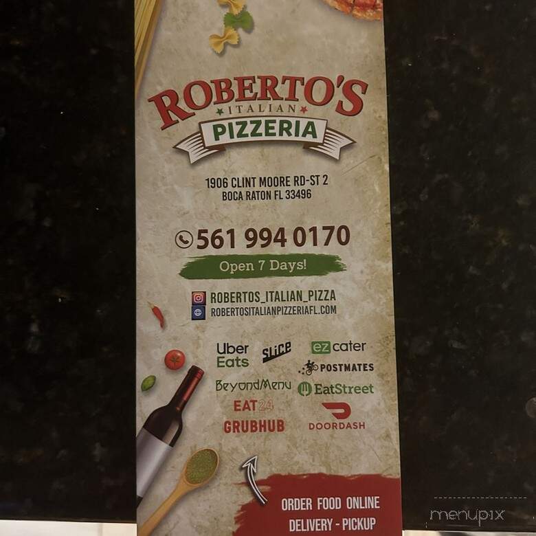 Roberto's Italian Pizzeria - Boca Raton, FL menu_pic