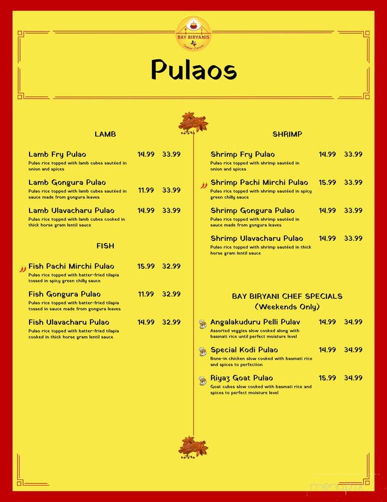 Bay Biryanis - Austin, TX menu_pic