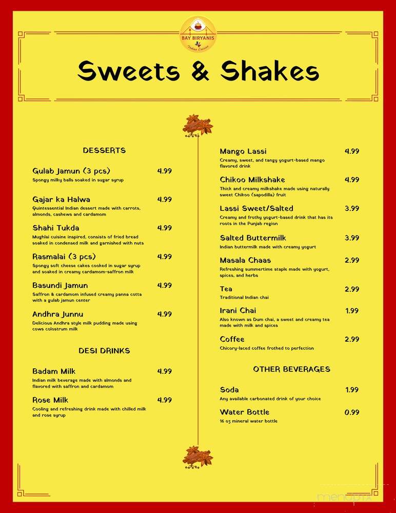 Bay Biryanis - Austin, TX menu_pic