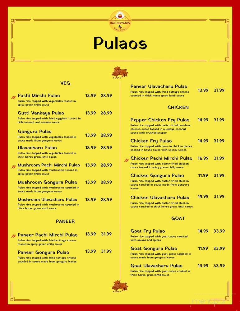 Bay Biryanis - Austin, TX menu_pic