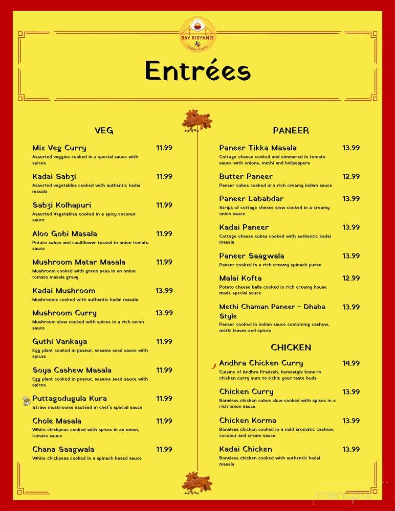 Bay Biryanis - Austin, TX menu_pic