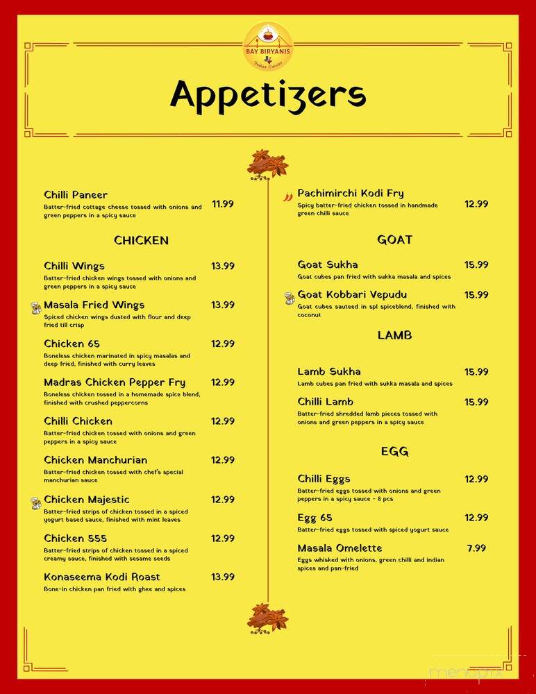 Bay Biryanis - Austin, TX menu_pic