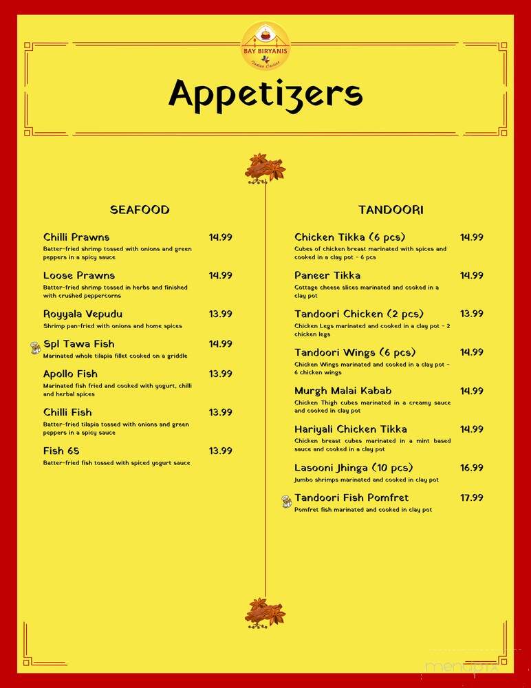 Bay Biryanis - Austin, TX menu_pic